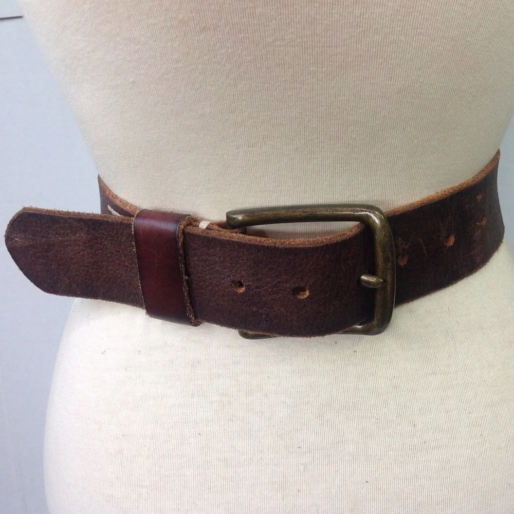 Brown Leather Belt Rugged Men's Statement